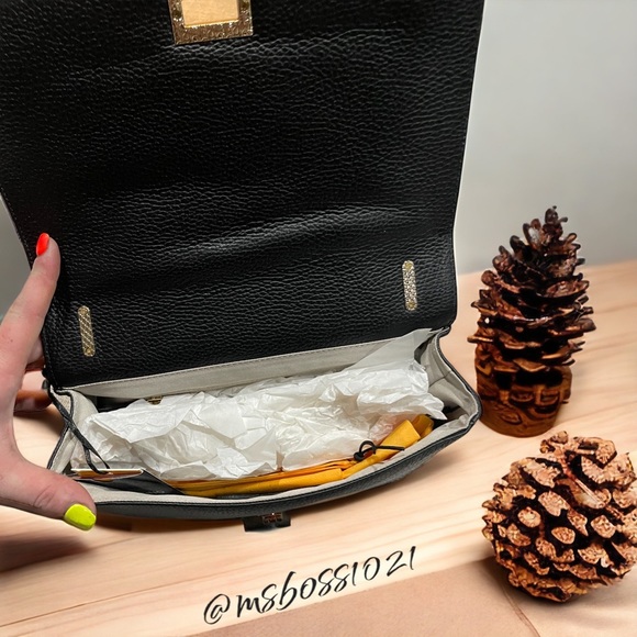 Valentino by Mario Valentino Black Studded Shoulder Bag 100% AUTHENTIC~NWT - Picture 3 of 11